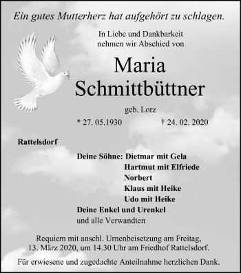 Anzeige von Maria Schmittbüttner von MGO