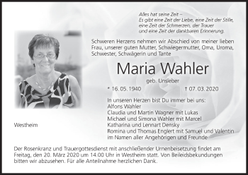 Anzeige von Maria Wahler von MGO