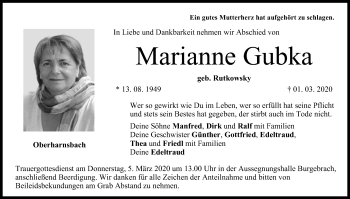 Anzeige von Marianne Gubka von MGO