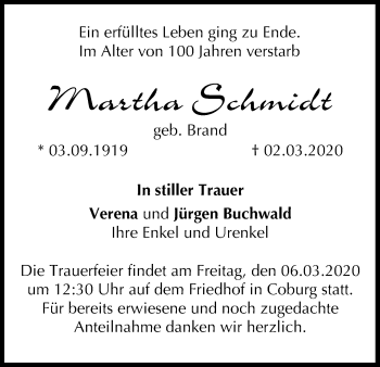 Anzeige von Martha Schmidt von MGO