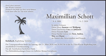 Anzeige von Maximillian Schott von MGO