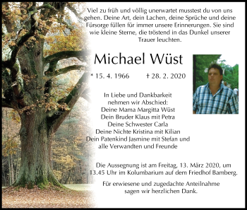 Anzeige von Michael Wüst von MGO