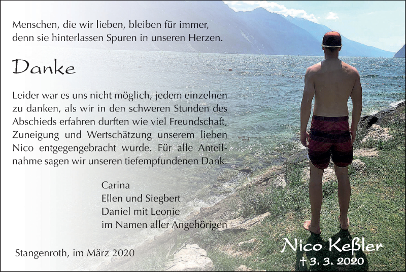  Traueranzeige für Nico Keßler vom 21.03.2020 aus MGO