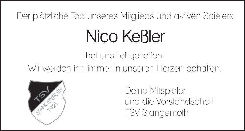  Traueranzeige für Nico Keßler vom 11.03.2020 aus MGO