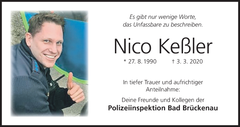  Traueranzeige für Nico Keßler vom 13.03.2020 aus MGO