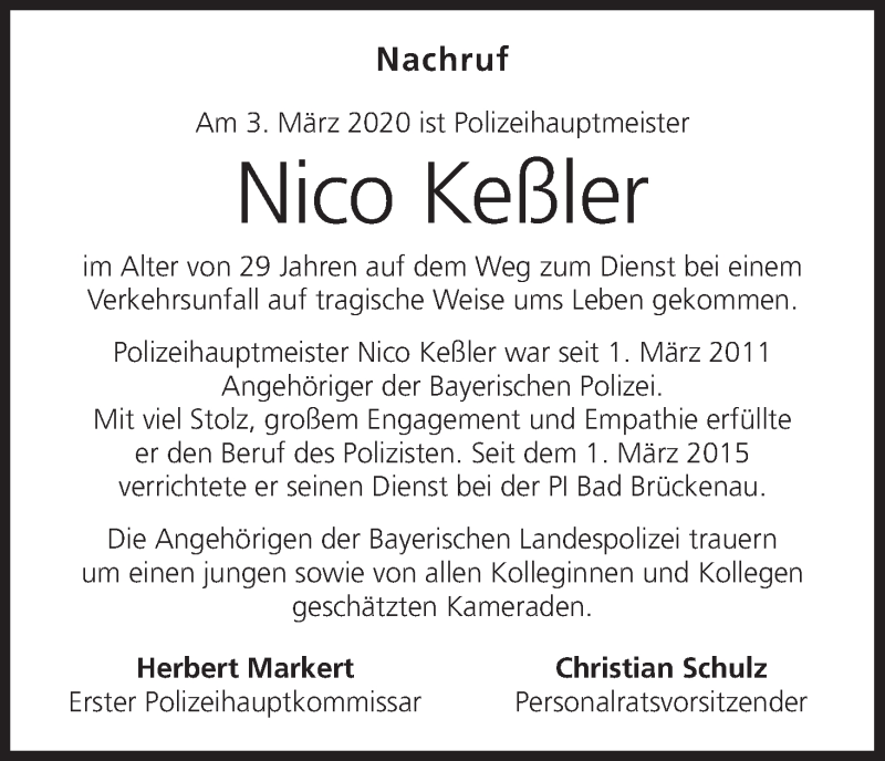  Traueranzeige für Nico Keßler vom 13.03.2020 aus MGO