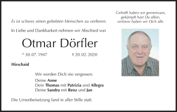Anzeige von Otmar Dörfler von MGO