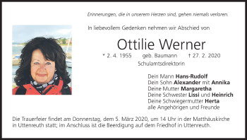 Anzeige von Ottilie Werner von MGO