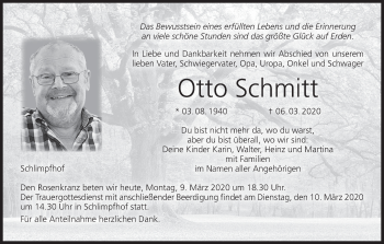 Anzeige von Otto Schmitt von MGO