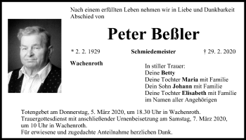 Anzeige von Peter Beßler von MGO