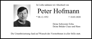 Anzeige von Peter Hofmann von MGO