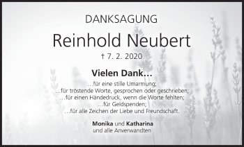 Anzeige von Reinhold Neubert von MGO