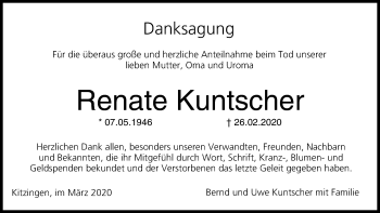 Anzeige von Renate Kuntscher von MGO