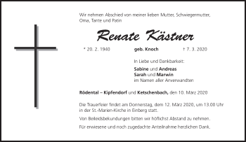 Anzeige von Renate Kästner von MGO