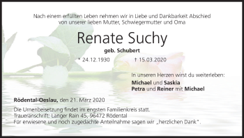Anzeige von Renate Suchy von MGO