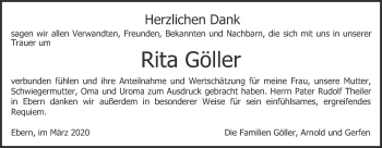 Anzeige von Rita Göller von MGO