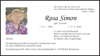Anzeige von Rosa Simon von MGO