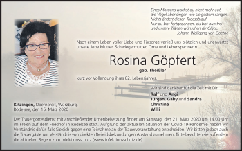Anzeige von Rosina Göpfert von MGO