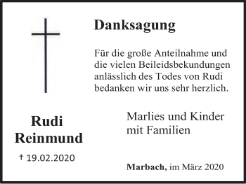 Anzeige von Rudi Reinmund von MGO