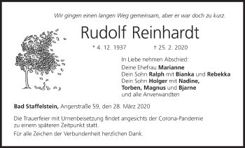 Anzeige von Rudolf Reinhardt von MGO