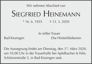 Anzeige von Siegfried Heinemann von MGO