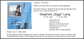 Anzeige von Siegfried  Lang von MGO