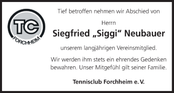 Anzeige von Siegfried Neubauer von MGO
