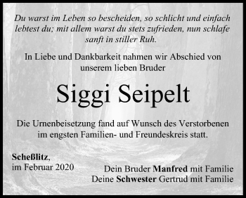 Anzeige von Siggi Seipelt von MGO