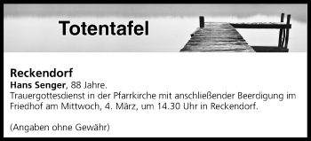 Anzeige von Totentafel vom 04.03.2020 von MGO