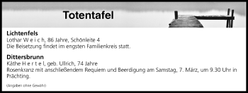 Anzeige von Totentafel vom 05.03.2020 von MGO