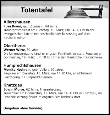 Anzeige von Totentafel vom 10.03.2020 von MGO