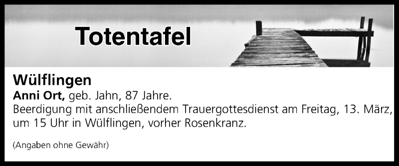  Traueranzeige für Totentafel vom 13.03.2020 vom 13.03.2020 aus MGO
