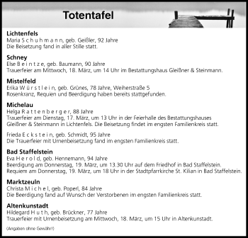 Anzeige von Totentafel vom 17.03.2020 von MGO