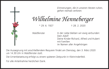 Anzeige von Wilhelmine Henneberger von MGO