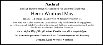 Anzeige von Winfried May von MGO