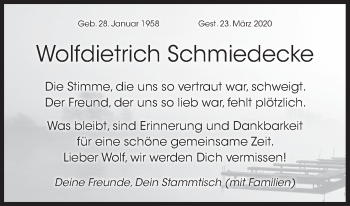 Anzeige von Wolfdietrich Schmiedecke von MGO