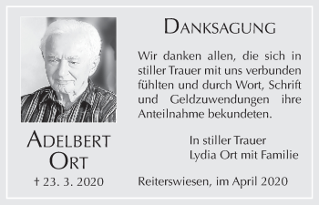 Anzeige von Adelbert Ort von MGO