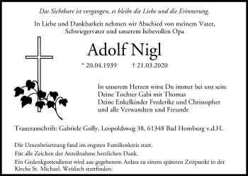 Anzeige von Adolf Nigl von MGO