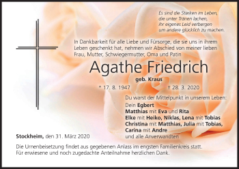 Anzeige von Agathe Friedrich von MGO
