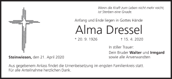 Anzeige von Alma Dressel von MGO