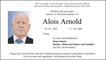 Anzeige von Alois Arnold von MGO