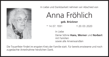 Anzeige von Anna Fröhlich von MGO