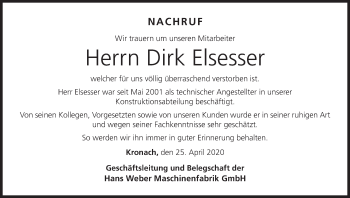 Anzeige von Dirk Elsesser von MGO