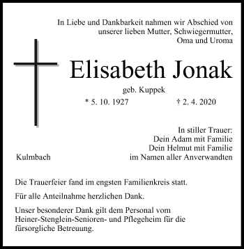 Anzeige von Elisabeth Jonak von MGO