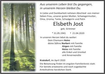 Anzeige von Elsbeth Jost von MGO