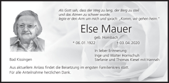 Anzeige von Else Mauer von MGO