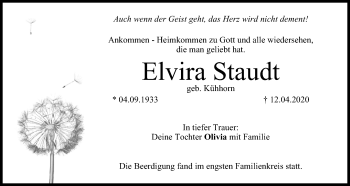 Anzeige von Elvira Staudt von MGO