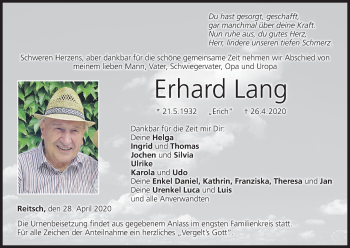 Anzeige von Erhard Lang von MGO
