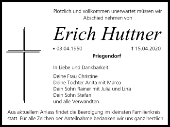 Anzeige von Erich Huttner von MGO
