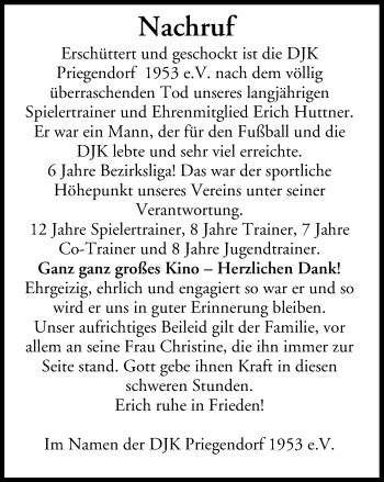 Anzeige von Erich Huttner von MGO